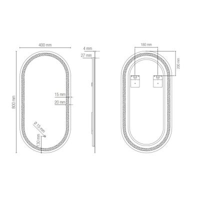 LAMPADA SPECCHIO OVALE 2 MISURE LED INTEGRATO LUCE DIMMERABILE TOUCH IP44 CCT 3000K-4000K MODERNA