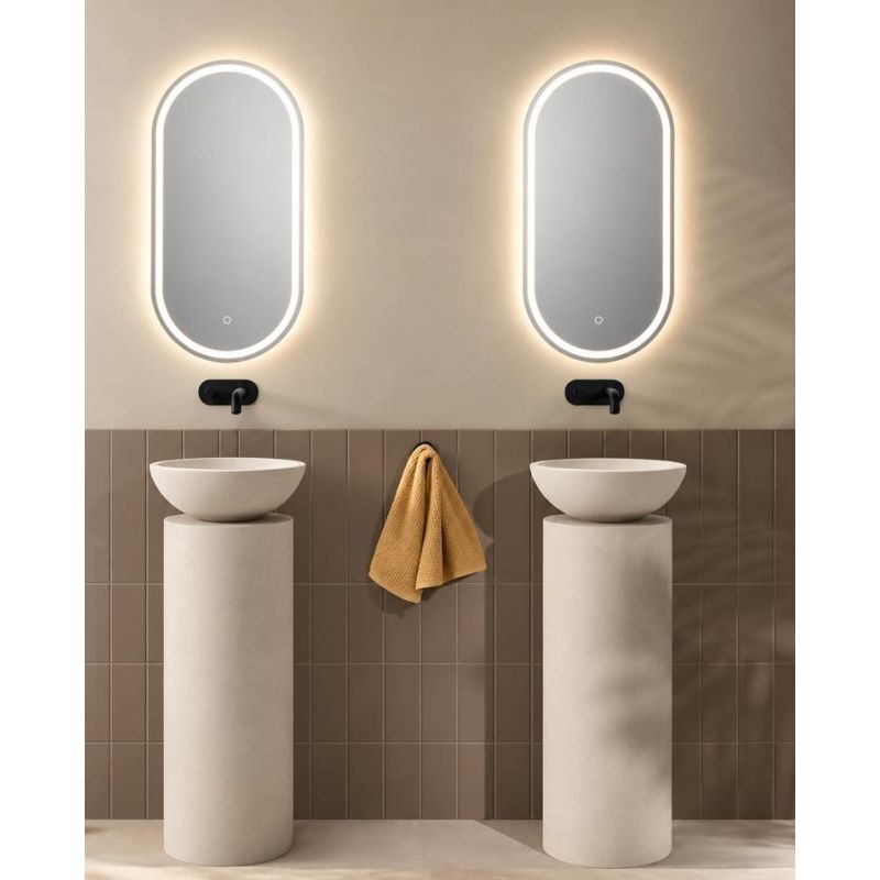 LAMPADA SPECCHIO OVALE 2 MISURE LED INTEGRATO LUCE DIMMERABILE TOUCH IP44 CCT 3000K-4000K MODERNA