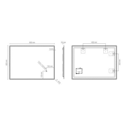 LAMPADA SPECCHIO 4 MISURE RETTANGOLARE A LED LUCE DIMMERABILE TOUCH IP44 CCT 3000K-4000K-6500K MODERNA