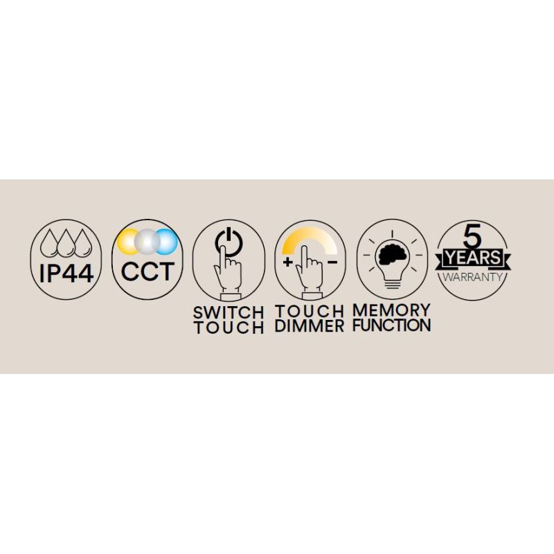 LAMPADA SPECCHIO 2 MISURE ROTONDO A LED LUCE DIMMERABILE TOUCH IP44 CCT 3000K-4000K-6500K MODERNA