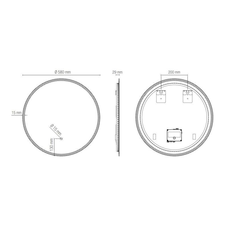 LAMPADA SPECCHIO 2 MISURE ROTONDO A LED LUCE DIMMERABILE TOUCH IP44 CCT 3000K-4000K-6500K MODERNA