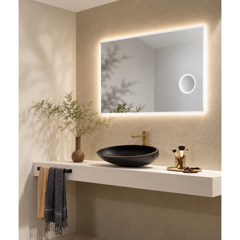 ZOOM LAMPADA SPECCHIO RETTANGOLARE CON LENTE DI INGRANDIMENTO LED 20W DIMMERABILE TOUCH IP44 CCT 3000K-4000K-6500K