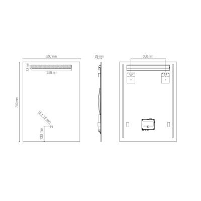 LAMPADA SPECCHIO RETTANGOLARE 50X70 CM LED 6W DIMMERABILE TOUCH IP44 CCT 3000K-4000K-6500K MODERNA