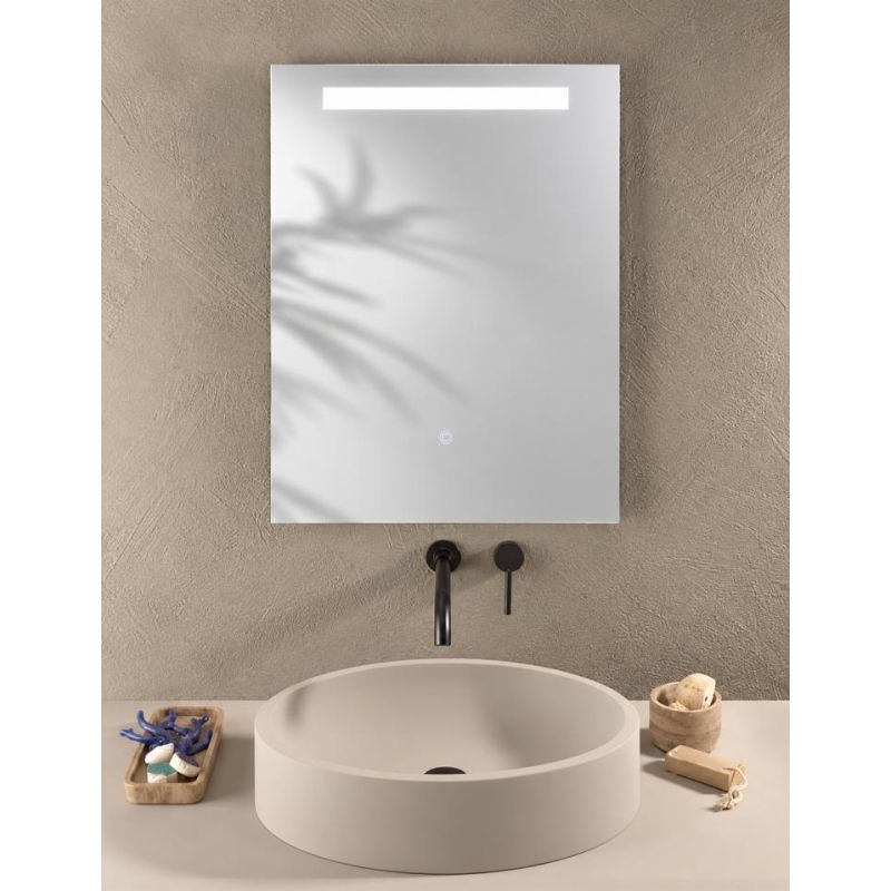 LAMPADA SPECCHIO RETTANGOLARE 50X70 CM LED 6W DIMMERABILE TOUCH IP44 CCT 3000K-4000K-6500K MODERNA