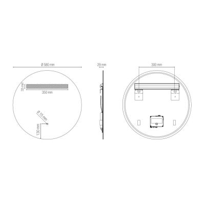 LINEA LAMPADA SPECCHIO D58 CM ROTONDO LED 6W DIMMERABILE TOUCH IP44 CCT 3000K-4000K-6500K MODERNA
