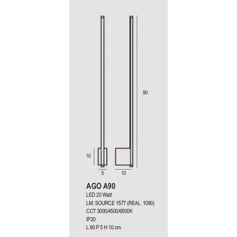 AGO APPLIQUE LINEARE MODERNA BIANCA 3 MISURE LED INTEGRATO LUCE INDIRETTA CCT 3000-4500-6500K PROMOINGROSS - Cristalensi Shop On