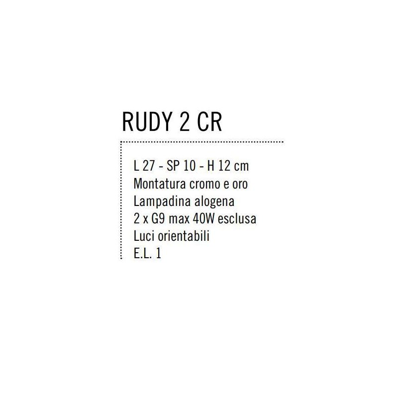 RUDY APPLIQUE DA BAGNO O PARETE MODERNA IN METALLO CROMO LUCIDO CON LUCI ORIENTABILI Illuminando - Cristalensi Shop Online