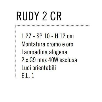 RUDY APPLIQUE DA BAGNO O PARETE MODERNA IN METALLO CROMO LUCIDO CON LUCI ORIENTABILI Illuminando - Cristalensi Shop Online