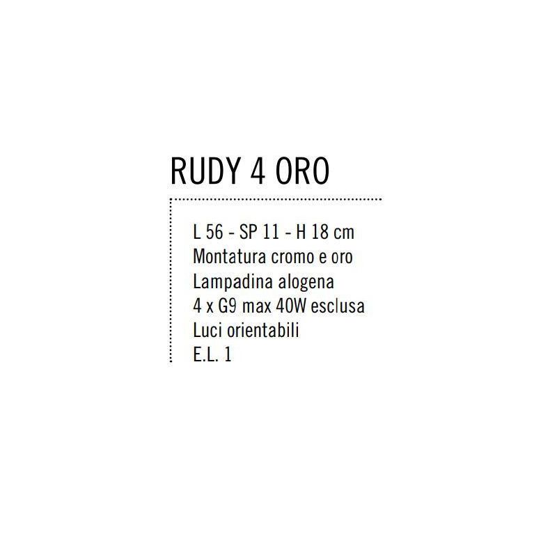 RUDY 4 APPLIQUE DA BAGNO O PARETE MODERNA IN METALLO DORATO LUCIDO CON LUCI ORIENTABILI Illuminando - Cristalensi Shop Online