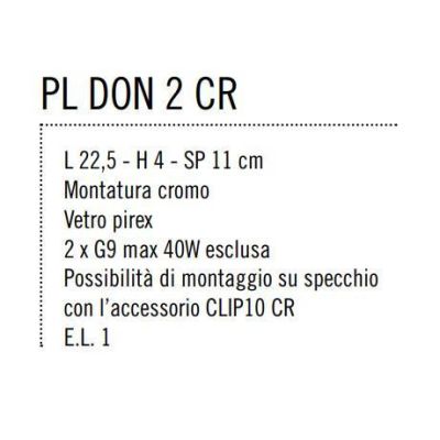 DON LAMPADA DA PARETE IN METALLO CROMATO CON DIFFUSORI IN VETRO SATINATO Illuminando - Cristalensi Shop Online