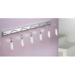 GOCCIA 6 LAMPADA DA PARETE IN METALLO CROMO CON SEI DIFFUSORI IN VETRO SATINATO Illuminando - Cristalensi Shop Online