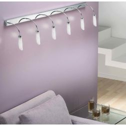 GOCCIA 6 LAMPADA DA PARETE IN METALLO CROMO CON SEI DIFFUSORI IN VETRO SATINATO Illuminando - Cristalensi Shop Online 2