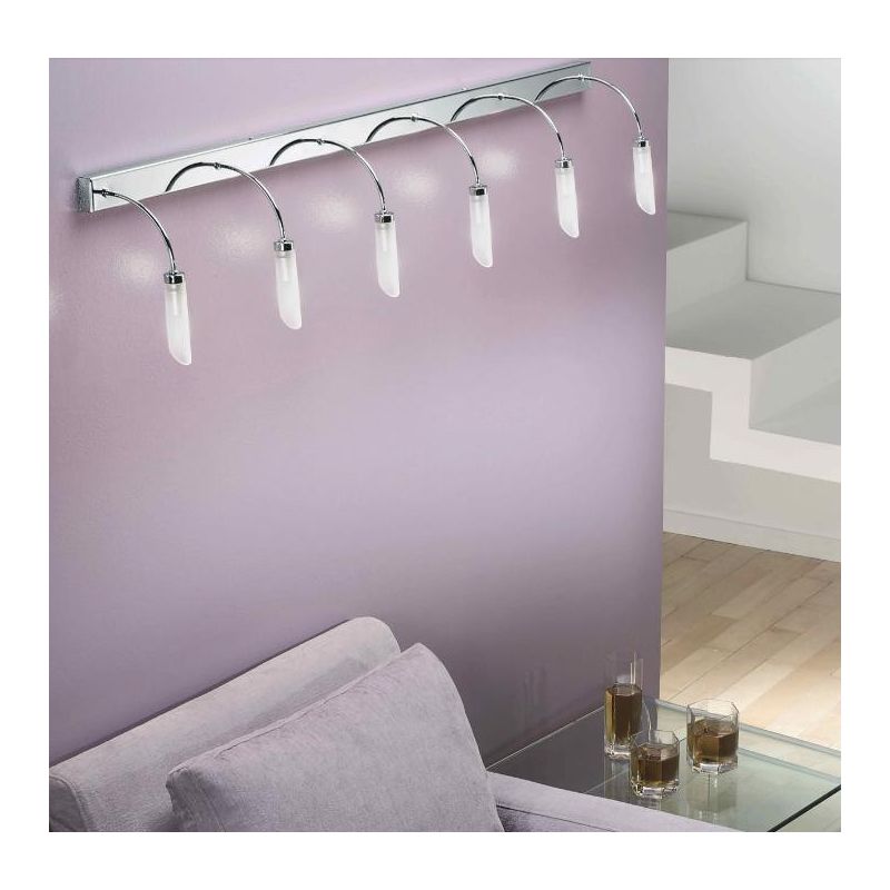 GOCCIA 6 LAMPADA DA PARETE IN METALLO CROMO CON SEI DIFFUSORI IN VETRO SATINATO Illuminando - Cristalensi Shop Online