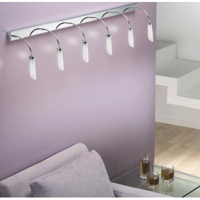 GOCCIA 6 LAMPADA DA PARETE IN METALLO CROMO CON SEI DIFFUSORI IN VETRO SATINATO Illuminando - Cristalensi Shop Online