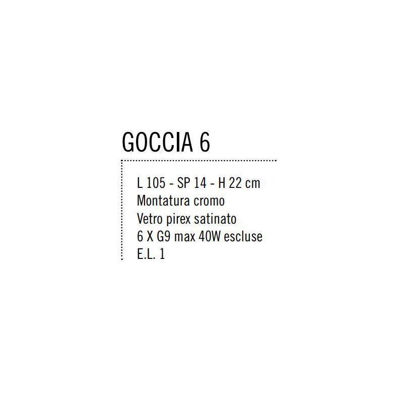 GOCCIA 6 LAMPADA DA PARETE IN METALLO CROMO CON SEI DIFFUSORI IN VETRO SATINATO Illuminando - Cristalensi Shop Online
