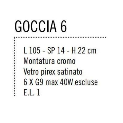 GOCCIA 6 LAMPADA DA PARETE IN METALLO CROMO CON SEI DIFFUSORI IN VETRO SATINATO Illuminando - Cristalensi Shop Online