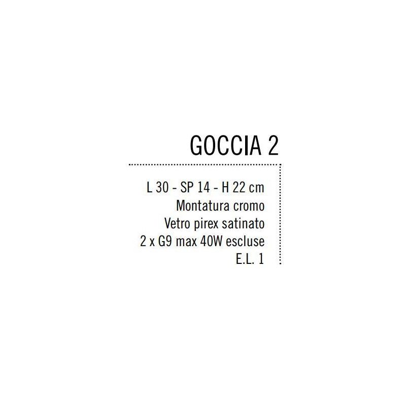 GOCCIA 2 LAMPADA DA PARETE IN METALLO CROMO CON DUE DIFFUSORI IN VETRO SATINATO Illuminando - Cristalensi Shop Online