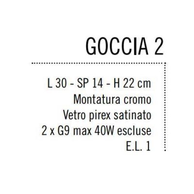GOCCIA 2 LAMPADA DA PARETE IN METALLO CROMO CON DUE DIFFUSORI IN VETRO SATINATO Illuminando - Cristalensi Shop Online