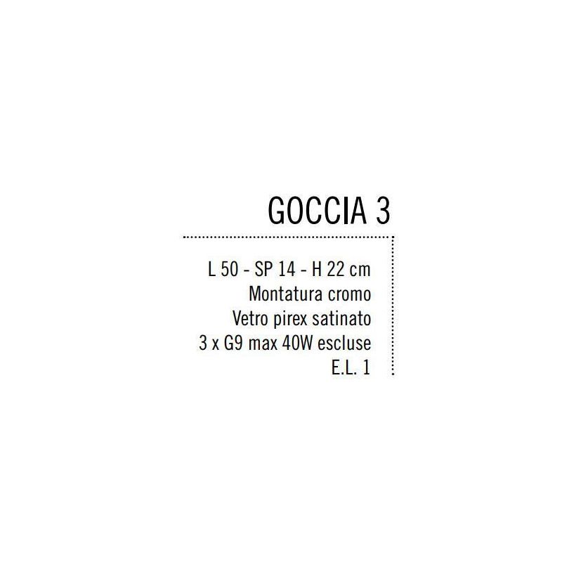 GOCCIA 3 LAMPADA DA PARETE IN METALLO CROMO CON TRE DIFFUSORI IN VETRO SATINATO Illuminando - Cristalensi Shop Online
