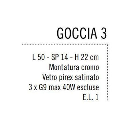 GOCCIA 3 LAMPADA DA PARETE IN METALLO CROMO CON TRE DIFFUSORI IN VETRO SATINATO Illuminando - Cristalensi Shop Online