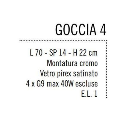 GOCCIA 4 LAMPADA DA PARETE IN METALLO CROMO CON QUATTRO DIFFUSORI IN VETRO SATINATO Illuminando - Cristalensi Shop Online