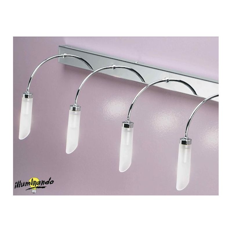 GOCCIA 4 LAMPADA DA PARETE IN METALLO CROMO CON QUATTRO DIFFUSORI IN VETRO SATINATO Illuminando - Cristalensi Shop Online