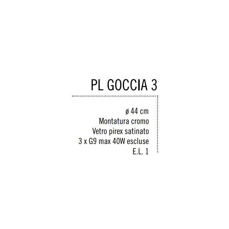 GOCCIA PL3 PLAFONIERA MODERNA IN METALLO CROMO CON TRE PICCOLI DIFFUSORI IN VETRO SATINATO Illuminando - Cristalensi Shop Online