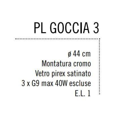 GOCCIA PL3 PLAFONIERA MODERNA IN METALLO CROMO CON TRE PICCOLI DIFFUSORI IN VETRO SATINATO Illuminando - Cristalensi Shop Online