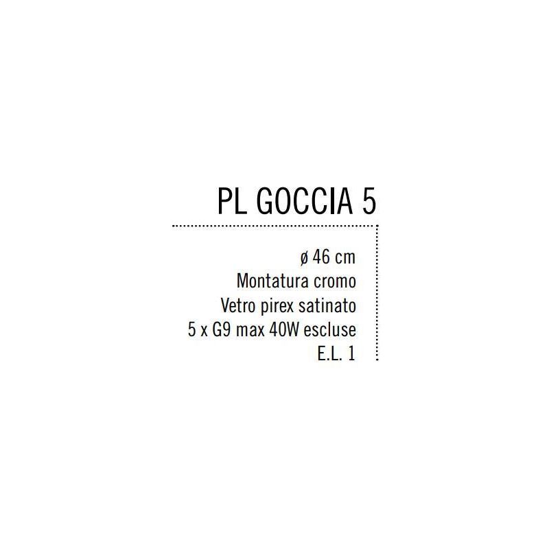 GOCCIA PL5 PLAFONIERA MODERNA IN METALLO CROMO CON CINQUE PICCOLI DIFFUSORI IN VETRO SATINATO Illuminando - Cristalensi Shop Onl