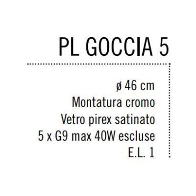 GOCCIA PL5 PLAFONIERA MODERNA IN METALLO CROMO CON CINQUE PICCOLI DIFFUSORI IN VETRO SATINATO Illuminando - Cristalensi Shop Onl