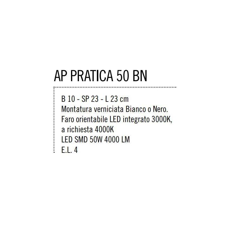 PRATICA 50 APPLIQUE INDUSTRIAL LED 50W 4000 LUMEN BIANCO O NERO DI ILLUMINANDO Illuminando - Cristalensi Shop Online