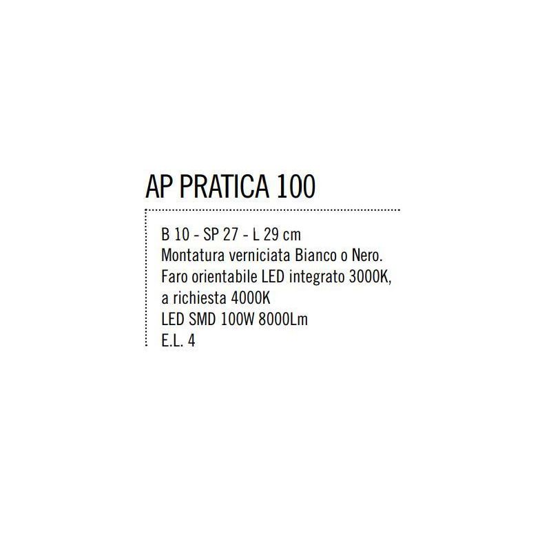 PRATICA 100 APPLIQUE INDUSTRIAL LED 100W 8000 LUMEN BIANCO O NERO DI ILLUMINANDO Illuminando - Cristalensi Shop Online