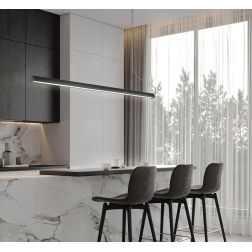 BAR SOSPENSIONE LINEARE BIANCA O NERA LED 40W DIMMERABILE LUNGHEZZA CM 120 DESIGN MODERNO