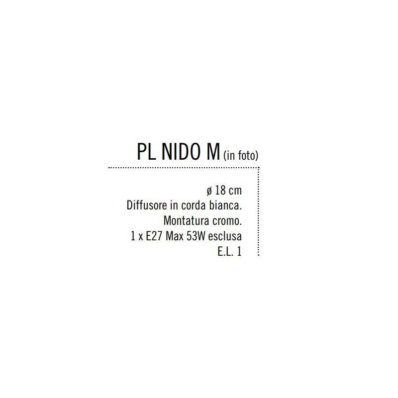NIDO MEDIA PLAFONIERA IN CORDA BIANCA INCOLLATA DIAMETRO 18 CM Illuminando - Cristalensi Shop Online