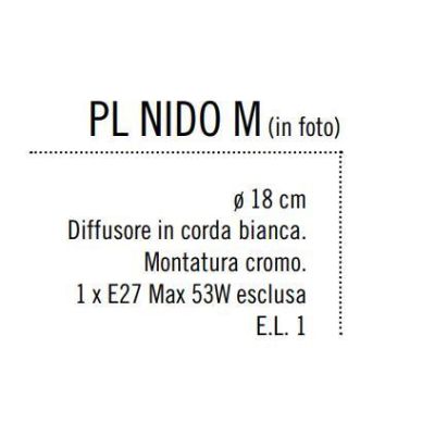 NIDO MEDIA PLAFONIERA IN CORDA BIANCA INCOLLATA DIAMETRO 18 CM Illuminando - Cristalensi Shop Online