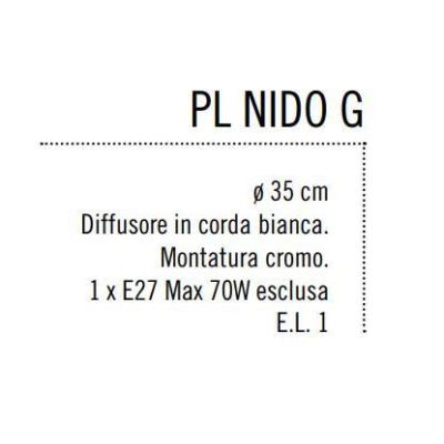NIDO GRANDE PLAFONIERA IN CORDA INCOLLATA BIANCA DIAMETRO 35 CM DI ILLUMINADO Illuminando - Cristalensi Shop Online