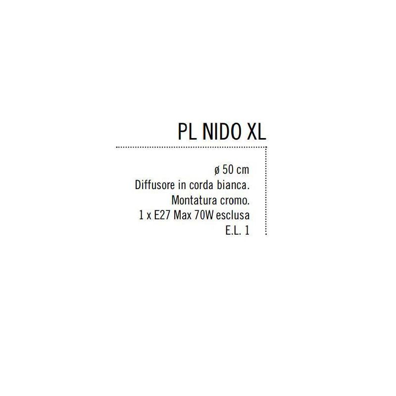 NIDO XL PLAFONIERA IN CORDA BIANCA INCOLLATA DIAMETRO 50 CM DI ILLUMINANDO Illuminando - Cristalensi Shop Online