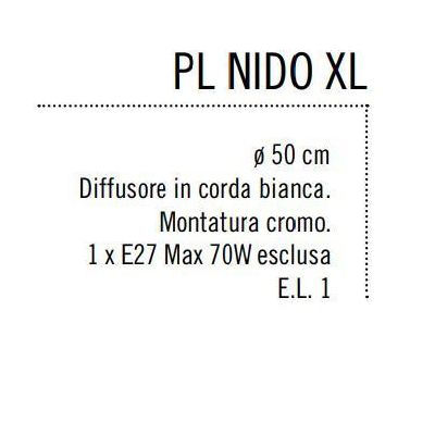 NIDO XL PLAFONIERA IN CORDA BIANCA INCOLLATA DIAMETRO 50 CM DI ILLUMINANDO Illuminando - Cristalensi Shop Online