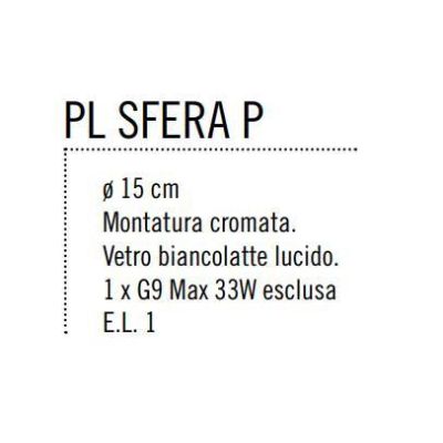 SFERA PICCOLA PLAFONIERA IN VETRO BIANCO LUCIDO MONTATURA CROMO DIAMETRO 15 CM Illuminando - Cristalensi Shop Online
