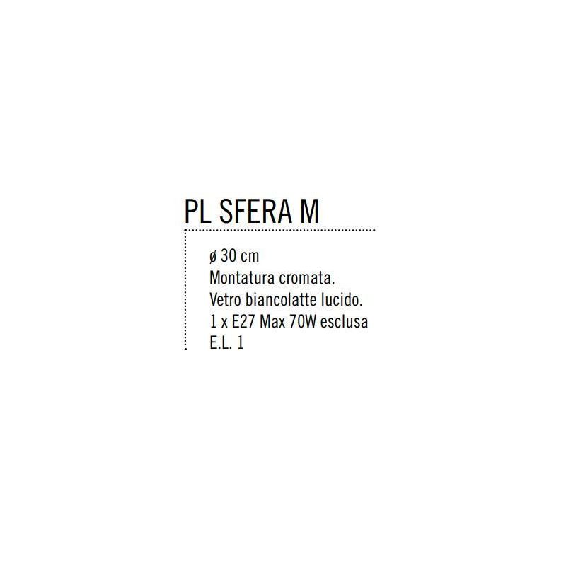 SFERA MEDIA PLAFONIERA IN VETRO BIANCO LUCIDO MONTATURA CROMO DIAMETRO 30CM Illuminando - Cristalensi Shop Online