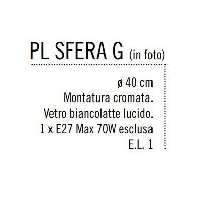 SFERA GRANDE PLAFONIERA IN VETRO BIANCO LUCIDO MONTATURA CROMO DIAMETRO 40 CM Illuminando - Cristalensi Shop Online