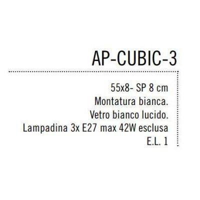 CUBIC PARETE/SOFFITTO LAMPADA IN VETRO BIANCO LATTE LUCIDO 3XE27 Illuminando - Cristalensi Shop Online