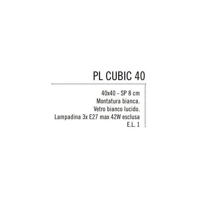 CUBIC PLAFONIERA MEDIA 40X40 CM IN VETRO BIANCO LATTE LUCIDO DI ILLUMINANDO Illuminando - Cristalensi Shop Online