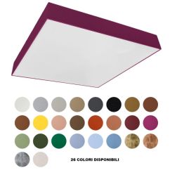 BOX PLAFONIERA QUADRATA CM 50X50 LED 80W LUCE 3000K-4000K IN METALLO 26 COLORI MODERNA