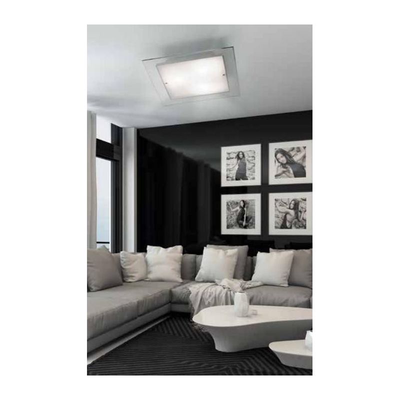 FLAT PLAFONIERA MODERNA 50X50 IN VETRO SATINATO BIANCO DI ILLUMINANDO Illuminando - Cristalensi Shop Online