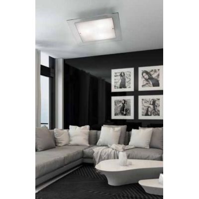 FLAT PLAFONIERA MODERNA 50X50 IN VETRO SATINATO BIANCO DI ILLUMINANDO Illuminando - Cristalensi Shop Online