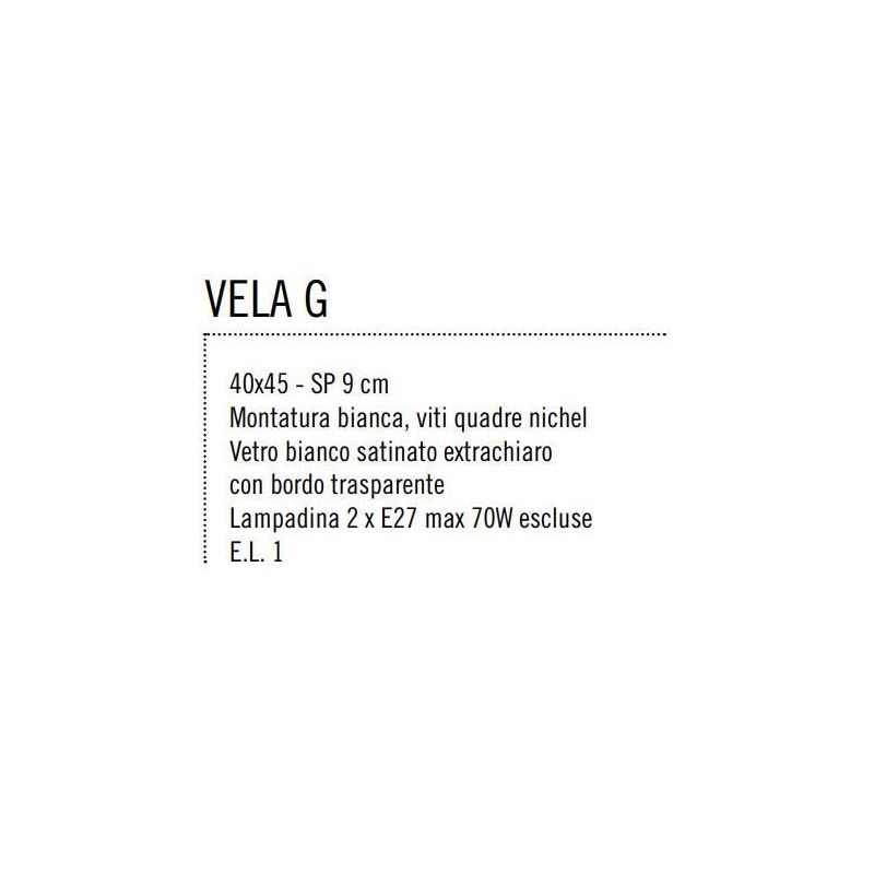 VELA GRANDE PLAFONIERA VETRO RETTANGOLARE BIANCO BORDO TRASPARENTE Illuminando - Cristalensi Shop Online