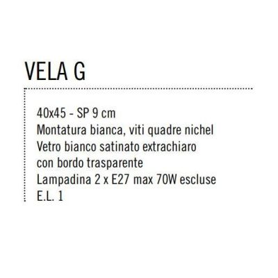 VELA GRANDE PLAFONIERA VETRO RETTANGOLARE BIANCO BORDO TRASPARENTE Illuminando - Cristalensi Shop Online
