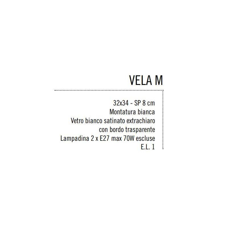 VELA MEDIA PLAFONIERA VETRO RETTANGOLARE BIANCO BORDO TRASPARENTE Illuminando - Cristalensi Shop Online