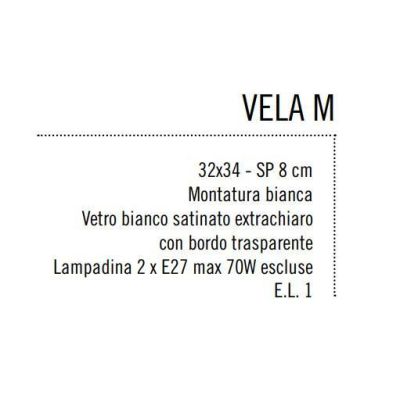 VELA MEDIA PLAFONIERA VETRO RETTANGOLARE BIANCO BORDO TRASPARENTE Illuminando - Cristalensi Shop Online